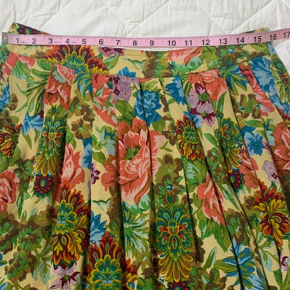 Anthropologie Postella Silk Midi Skirt Floral Pleated Women’s Size M Pink Blue - Picture 8 of 9